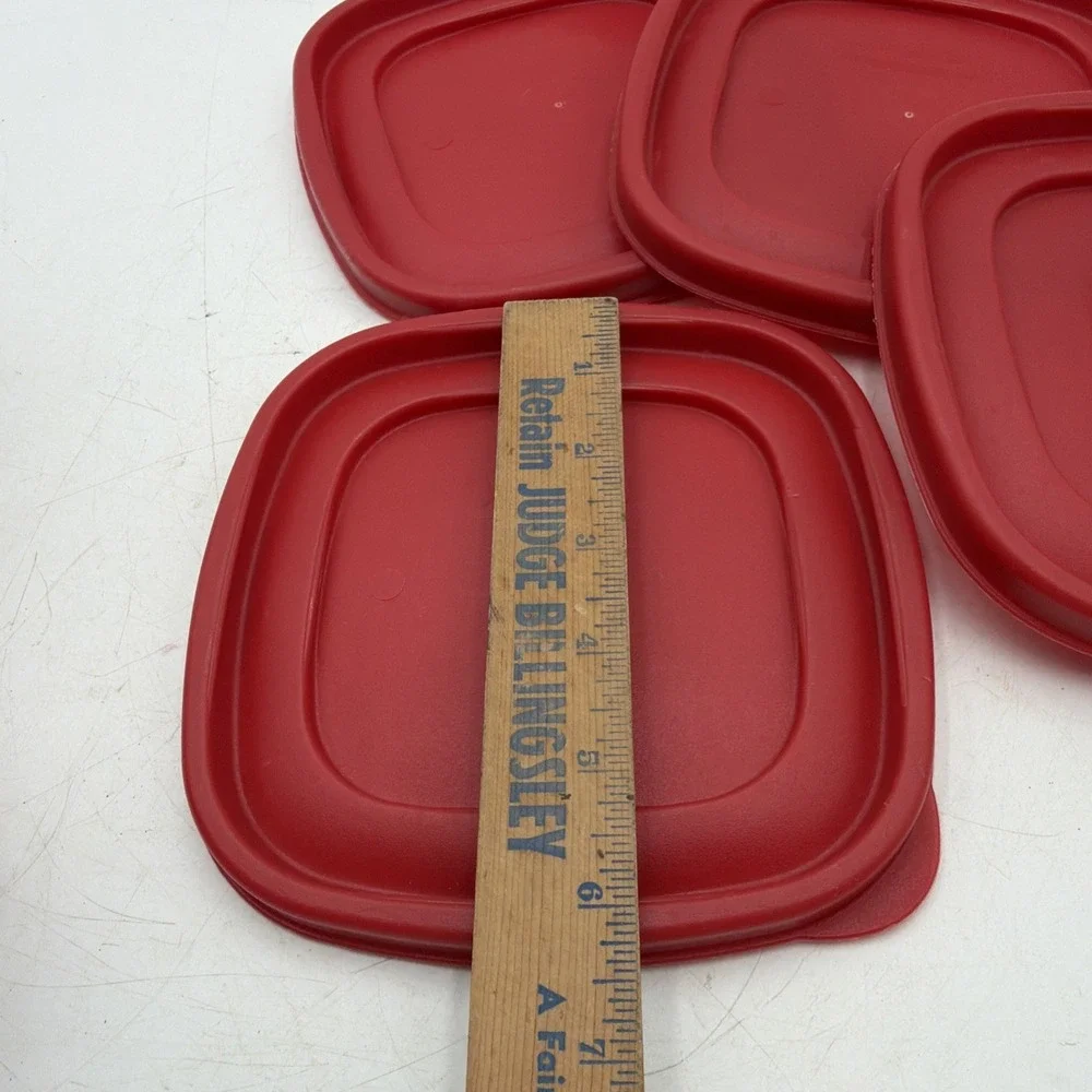 Lot Of 5 Rubbermaid Tops #7J64-20~Lids Only~ Red Stackable 6.5